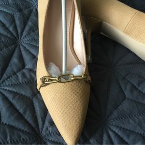 Faux suede shoes with chain embellishment